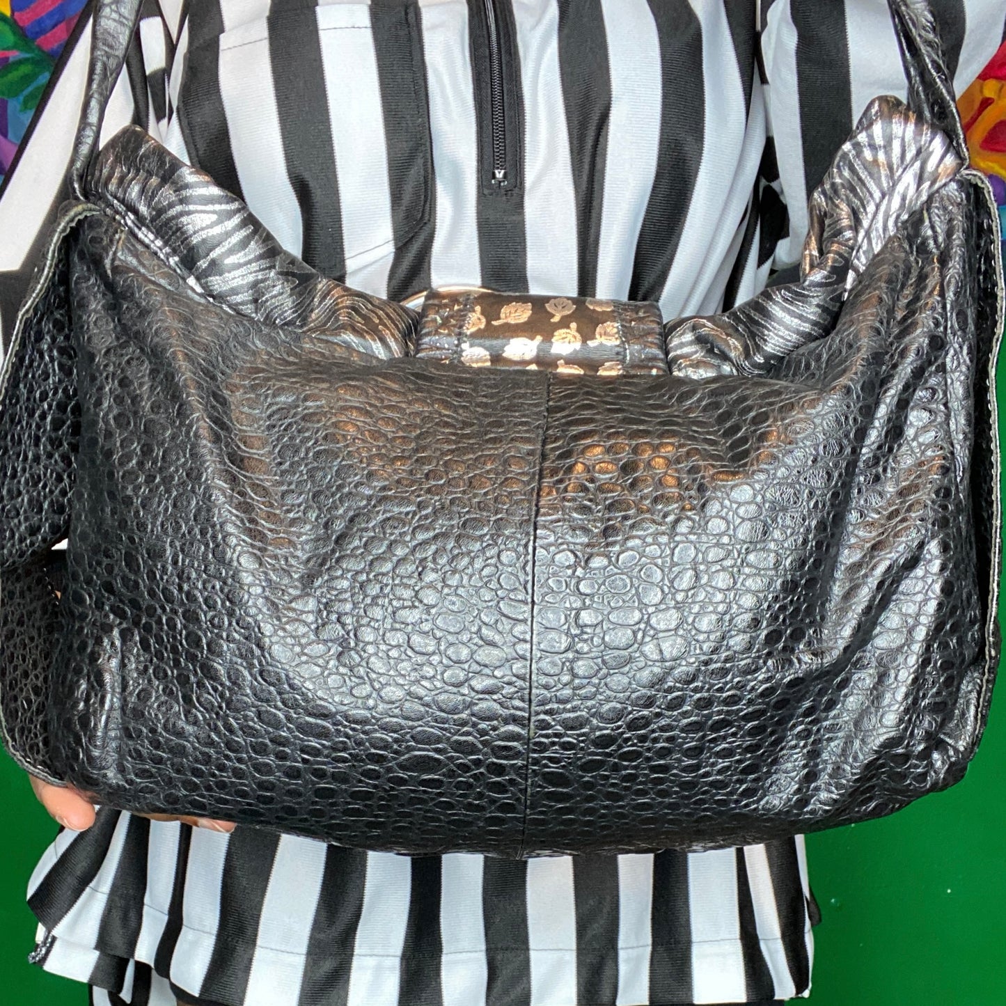 Hieroglyphic Metallic Bag