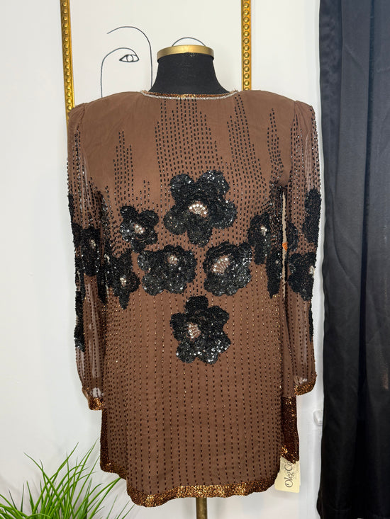 Omega Flower Sequin Top