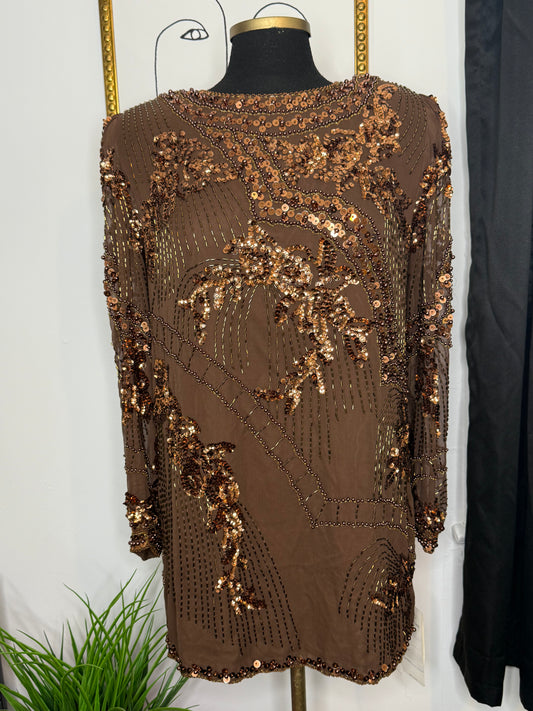 Mocha Me Sequin Top