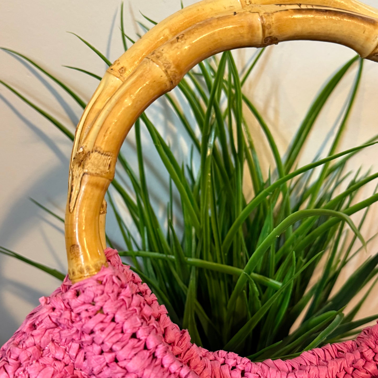 Pink Honeycomb Straw Bag