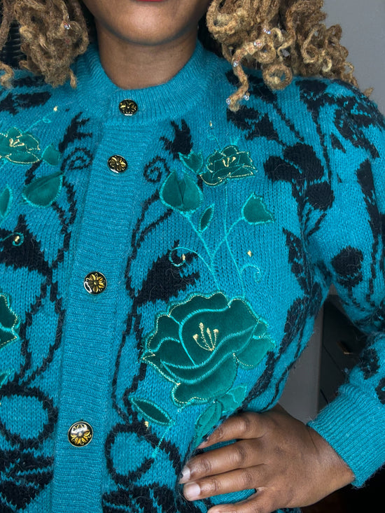 Green Flower Cardigan