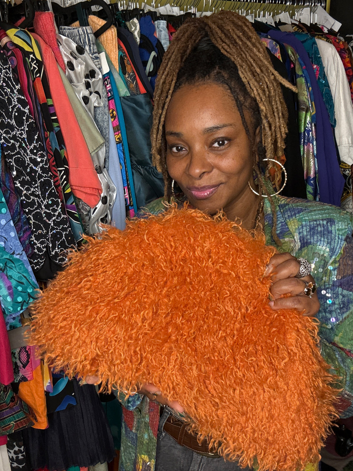 Faux Mongolian Fur Bag