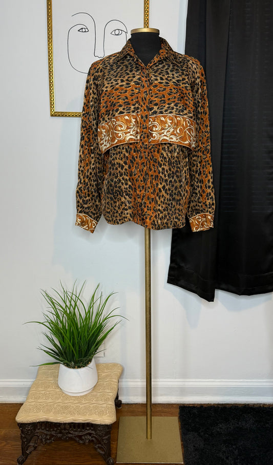 Scrolling Animal Print Blouse