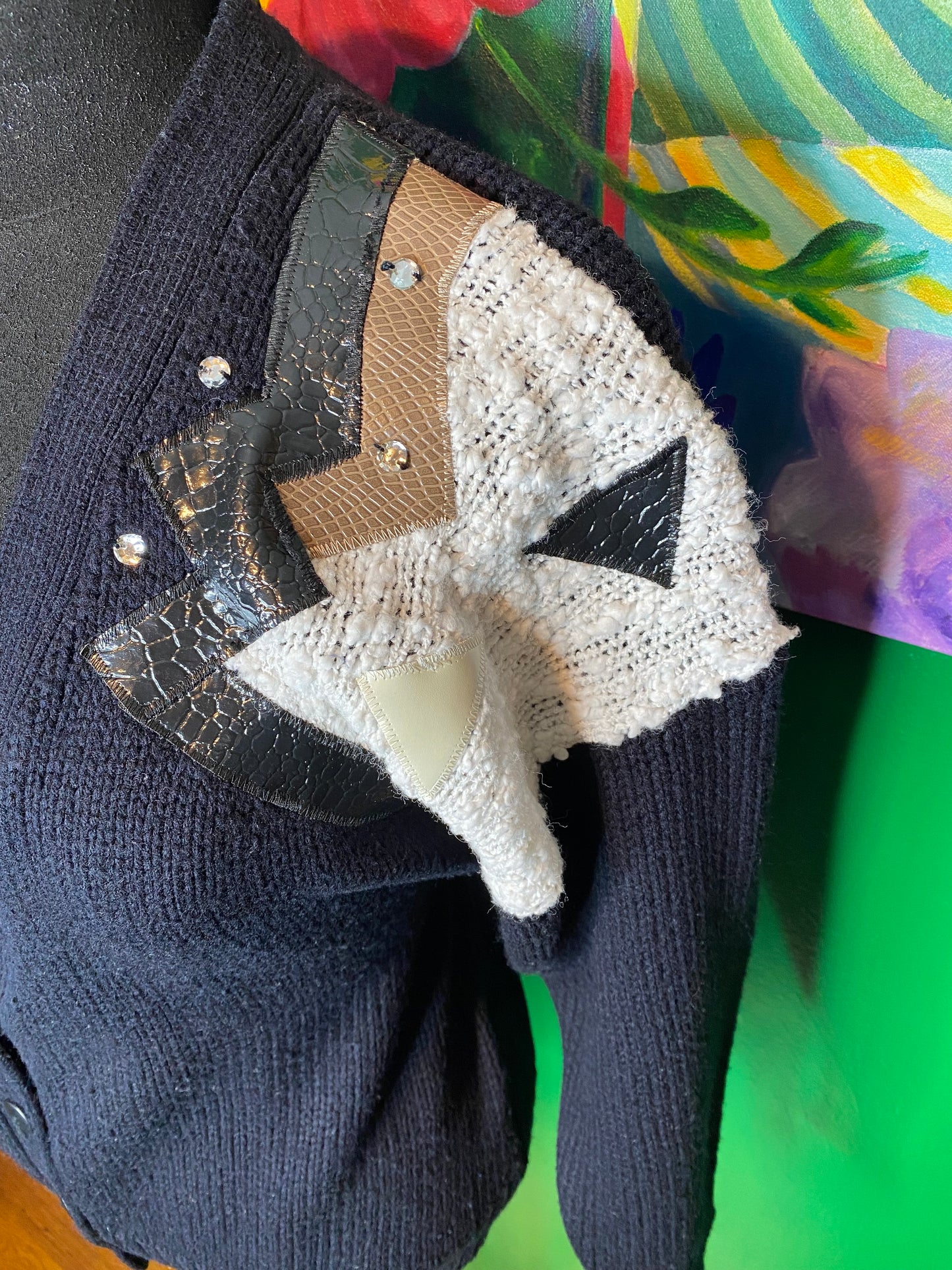 Patent Patchwork Sweater