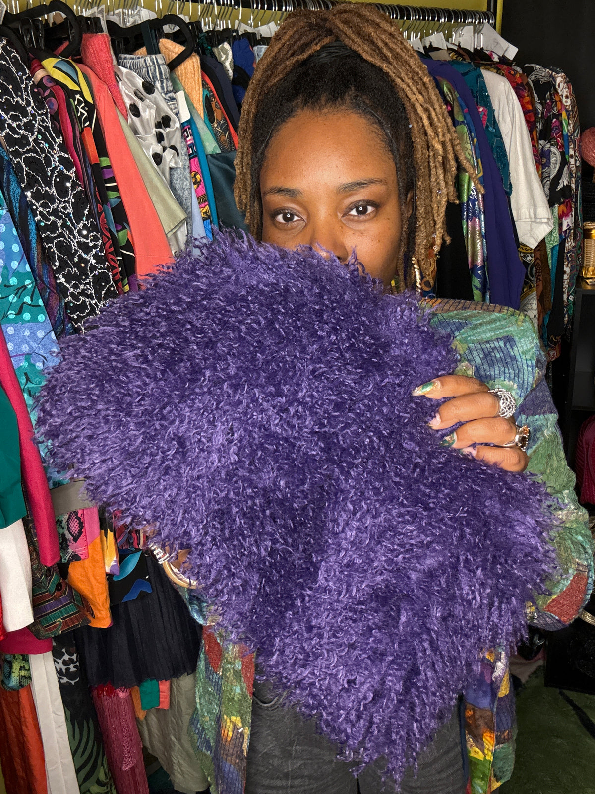 Faux Mongolian Fur Bag