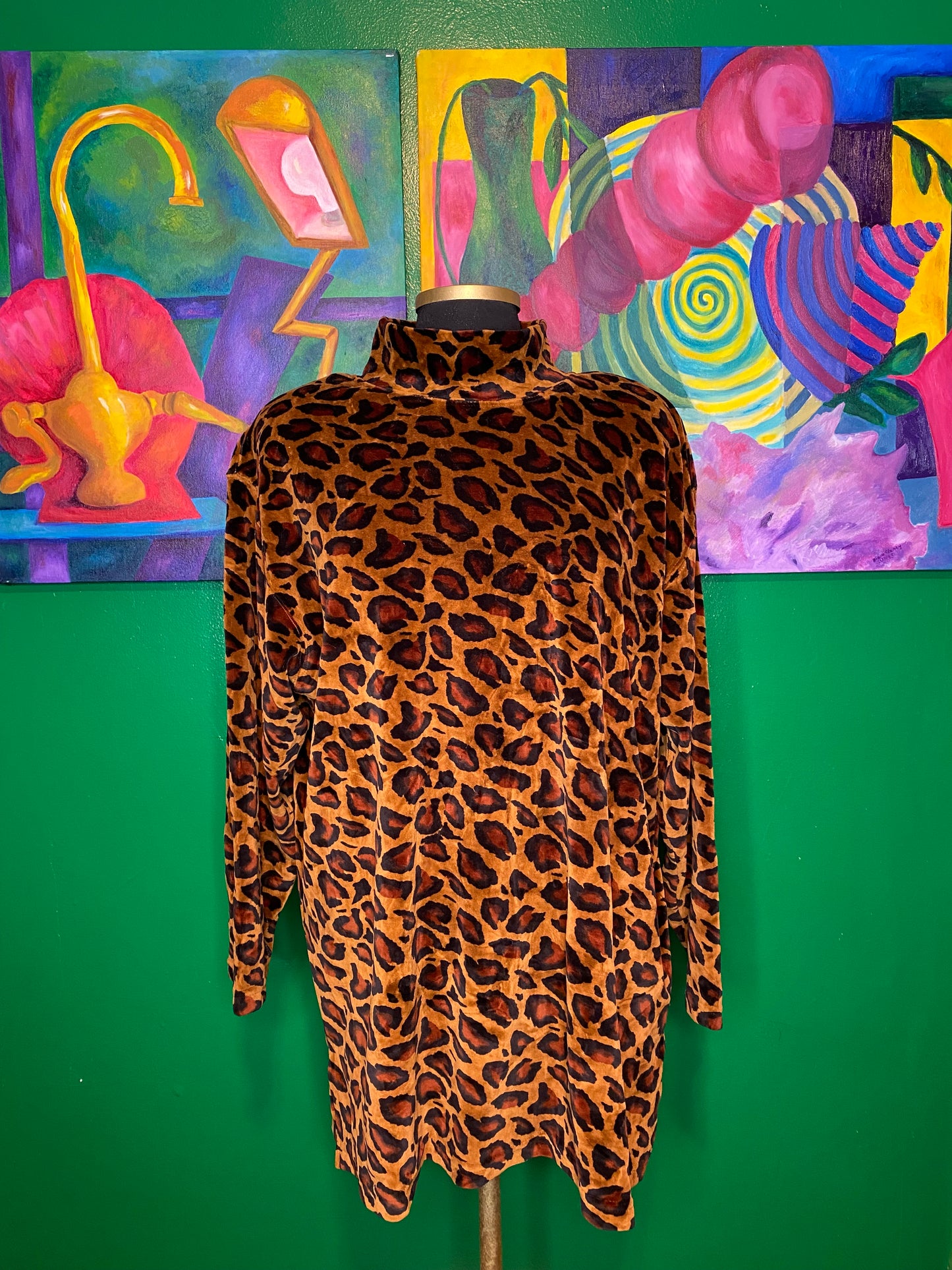 Velvet Feel Cheetah Turtleneck Sweater