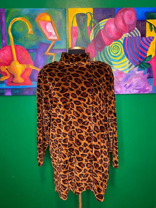 Velvet Feel Cheetah Turtleneck Sweater