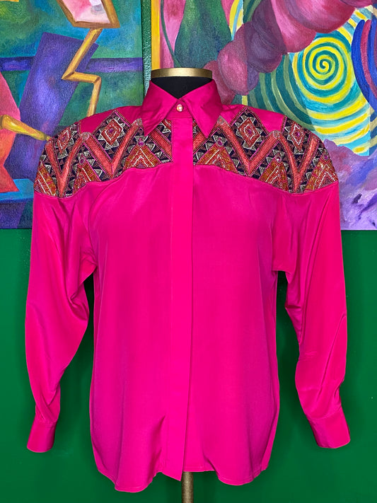 Beaded Animal Textured Blouse