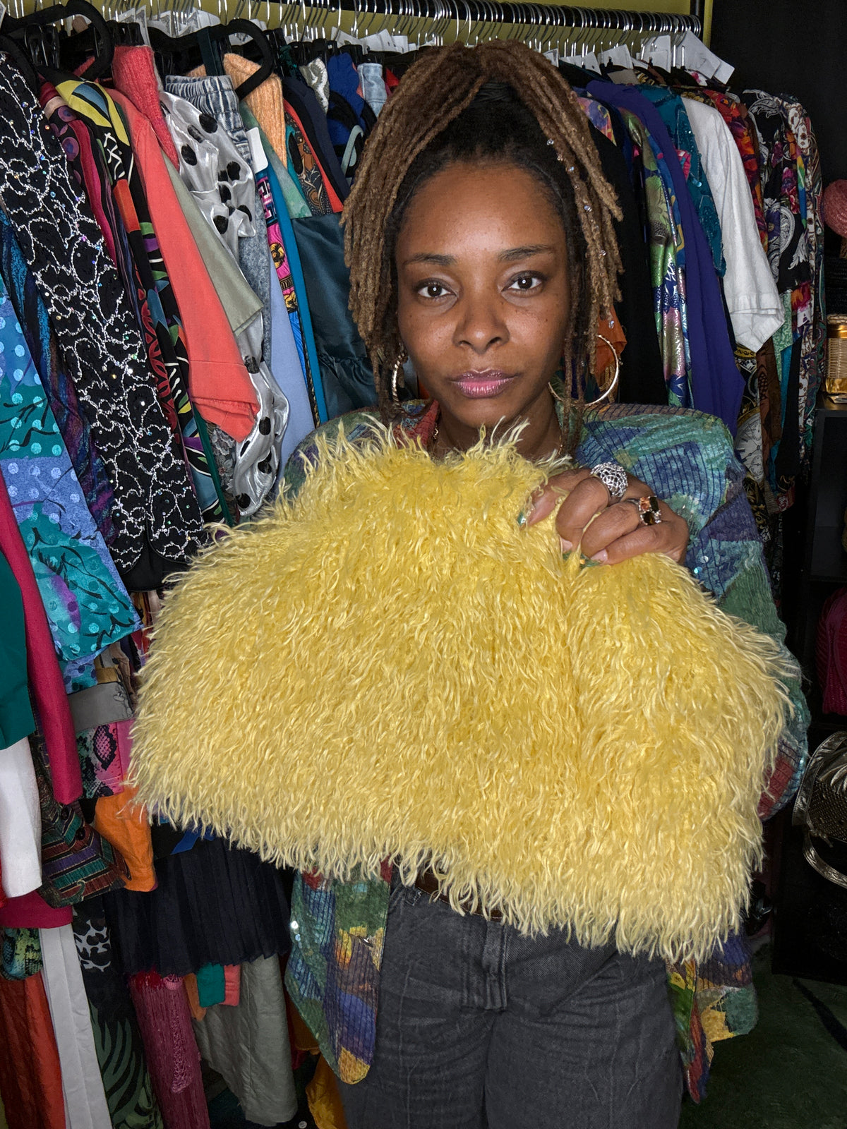 Faux Mongolian Fur Bag