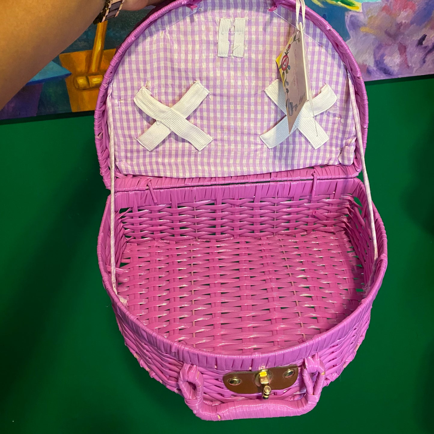 Pinky Purple Wicker Bag