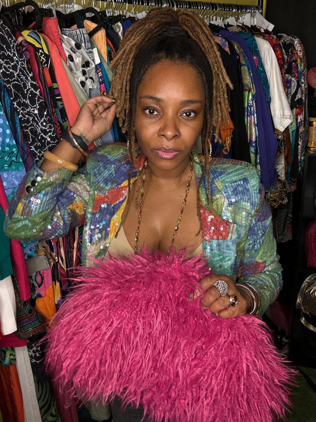 Faux Mongolian Fur Bag