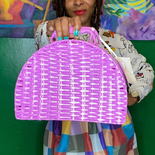 Pinky Purple Wicker Bag