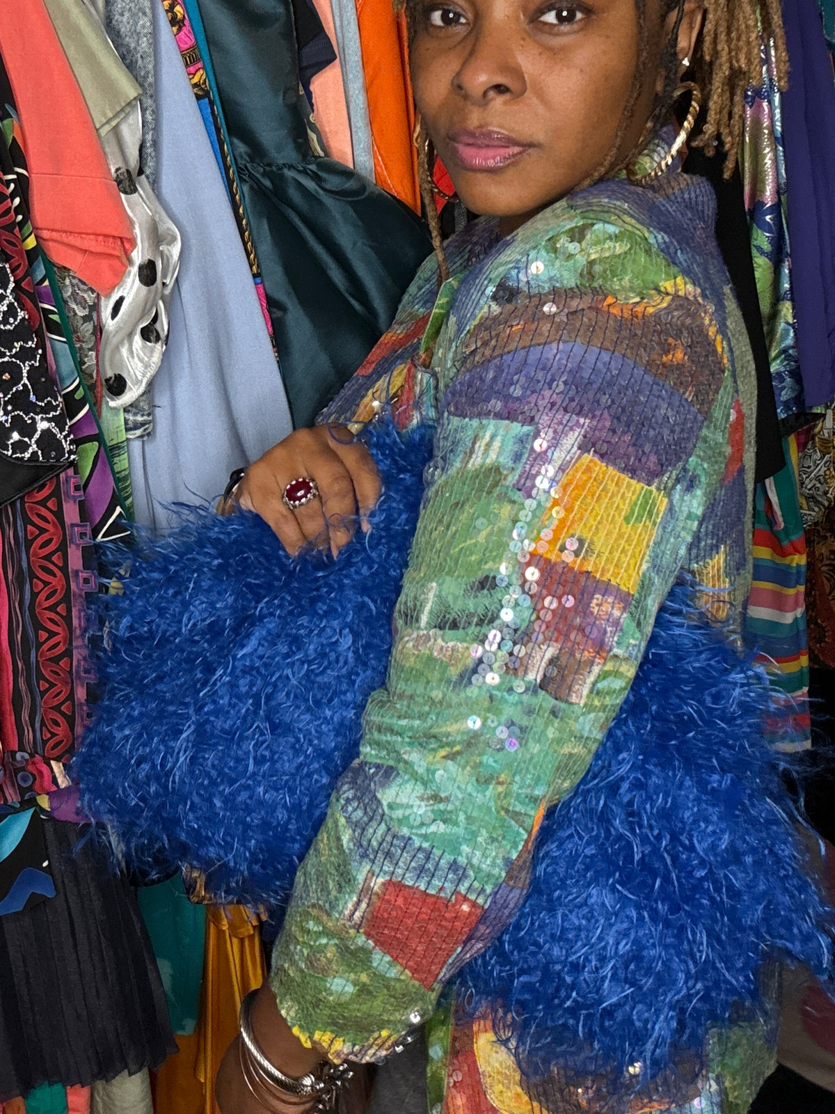Faux Mongolian Fur Bag