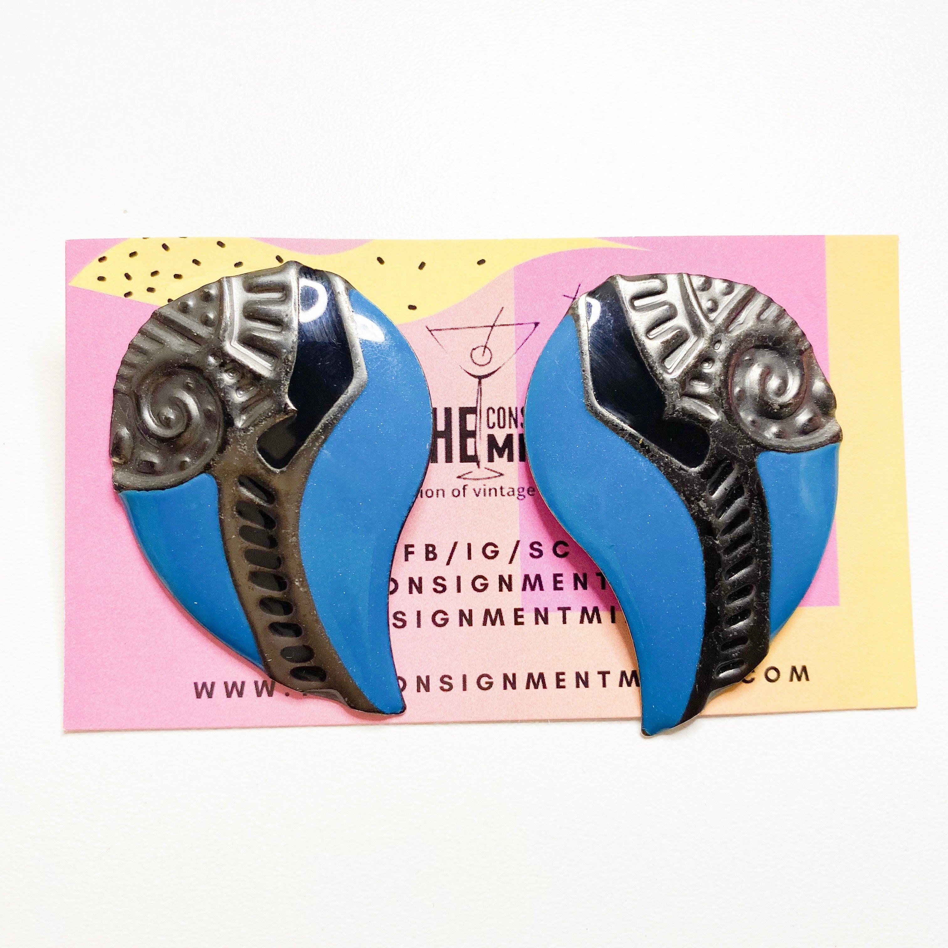 Blue Boomerang Earrings
