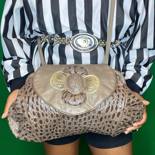 Plump Flower Petal Croco Bag