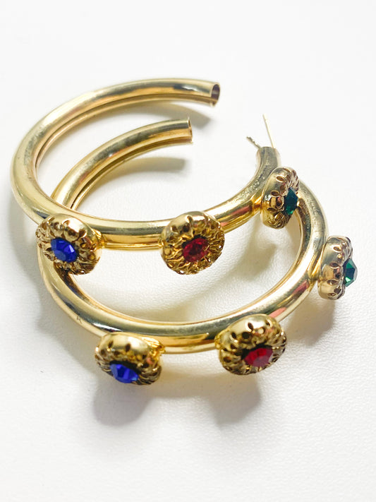 Multi Gem Hollow Hoop
