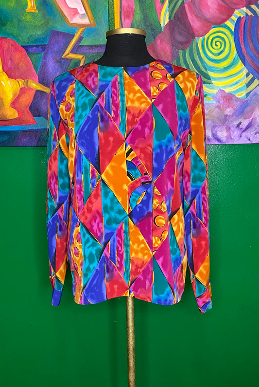 Vibrant Watercolor Blouse