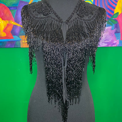 All Black Everything Beaded Shawl
