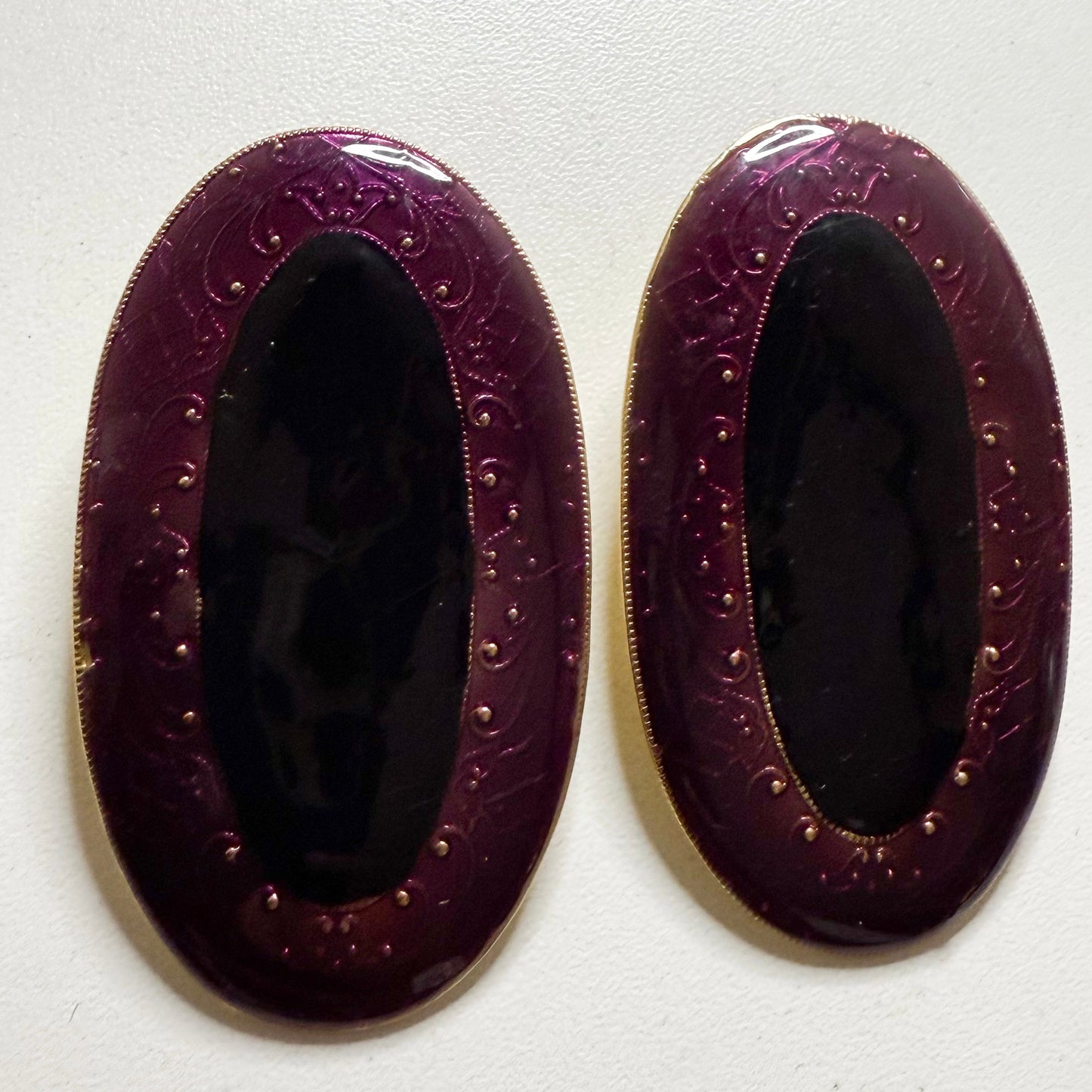 Green/Purple Embossed Earrings