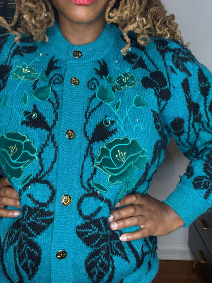 Green Flower Cardigan