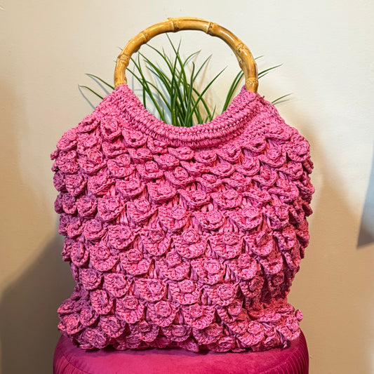 Pink Honeycomb Straw Bag