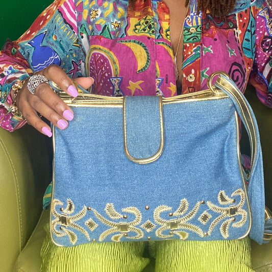 Golden Denim Bag