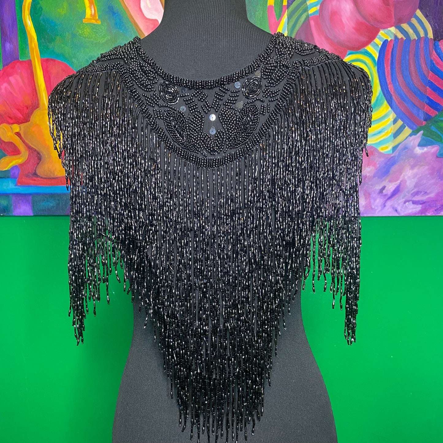 All Black Everything Beaded Shawl