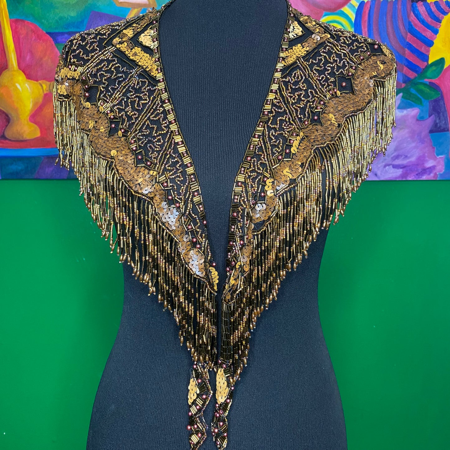 Classic Woodgrain Beaded Shawl