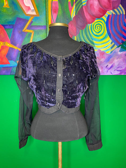 Purplish Velour Crop Jacket