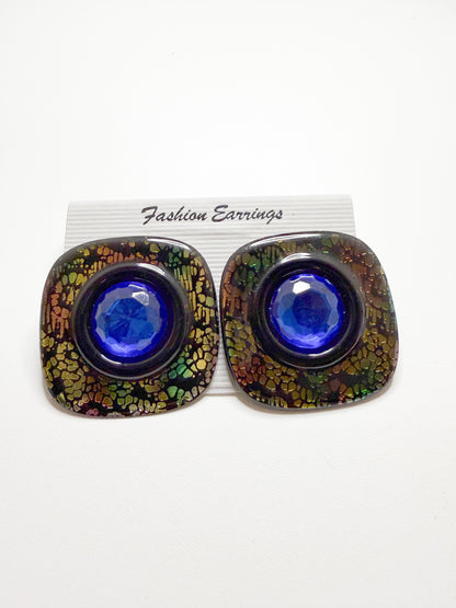 Blue Iridescent Earrings