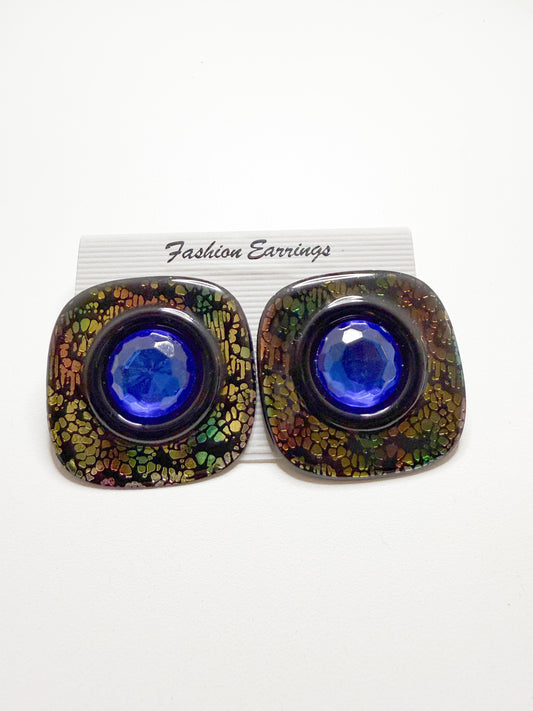 Blue Iridescent Earrings