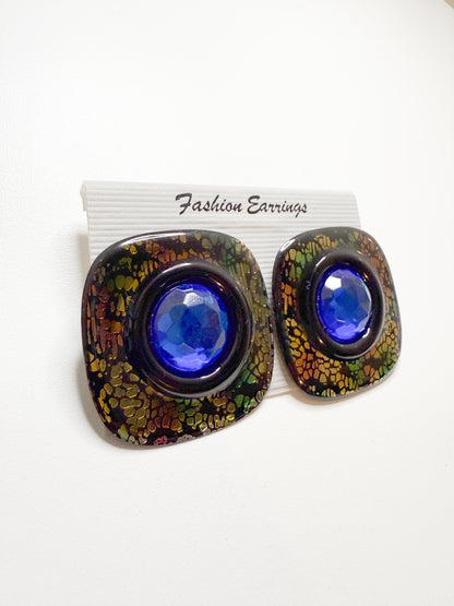 Blue Iridescent Earrings