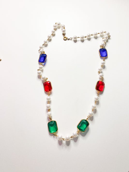 Gemmed Pearl Necklace