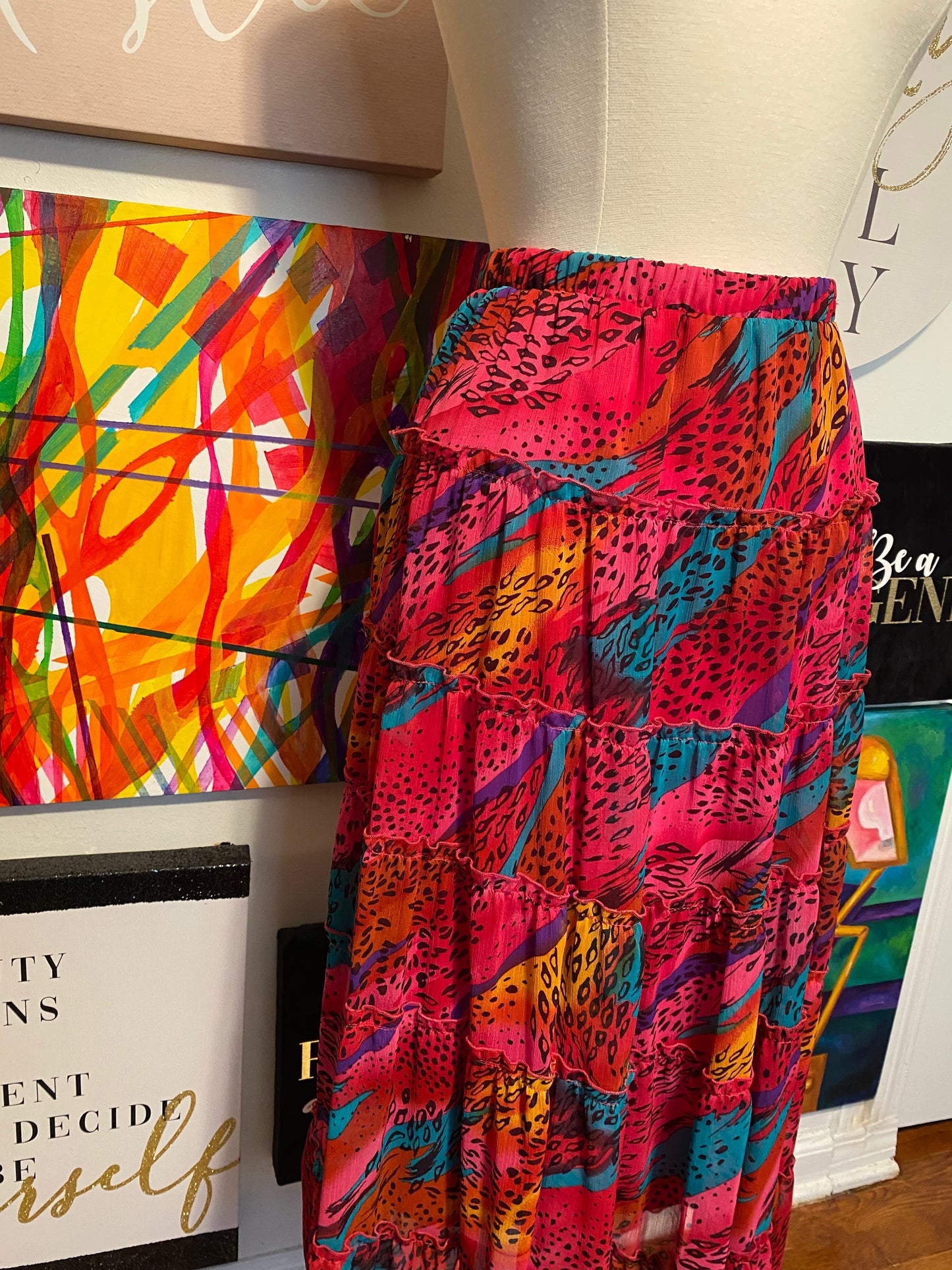 Bright Animal Print Skirt