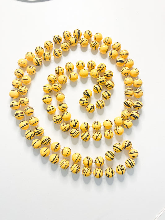 Black & Yellow Long Bead Necklace