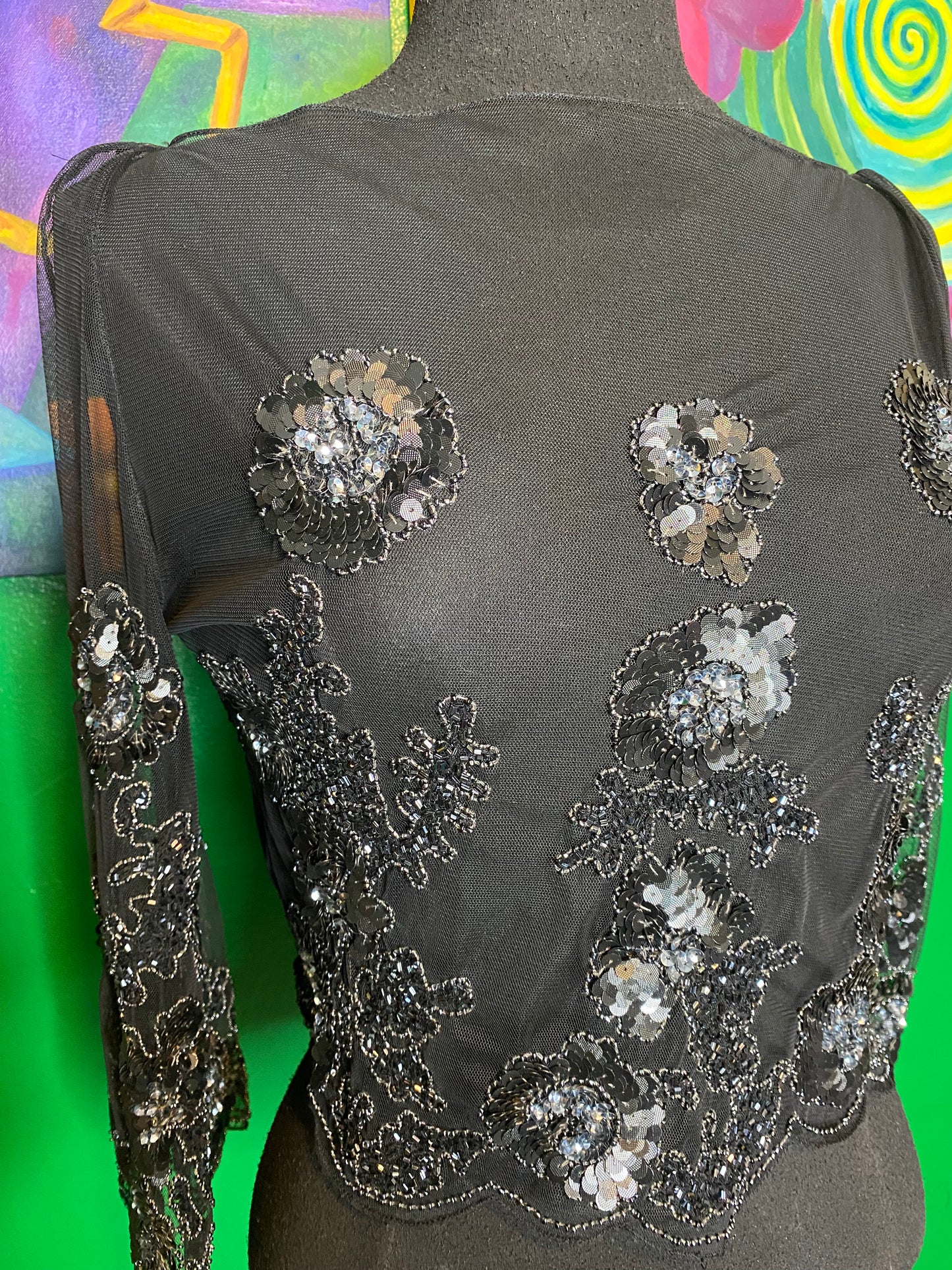 Sheer Sequin Crop Top