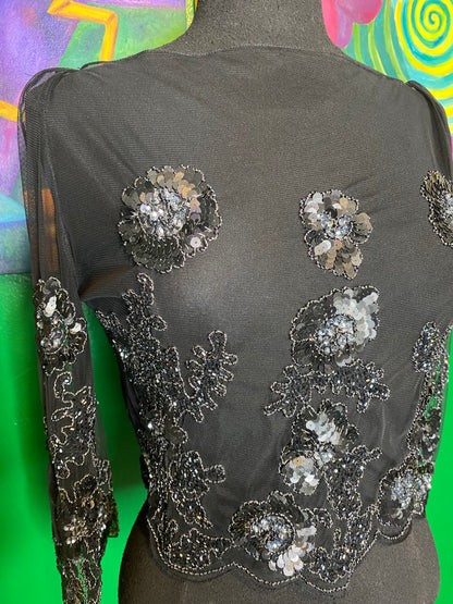 Sheer Sequin Crop Top