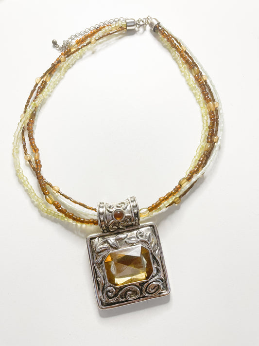 Tan Crystal Necklace
