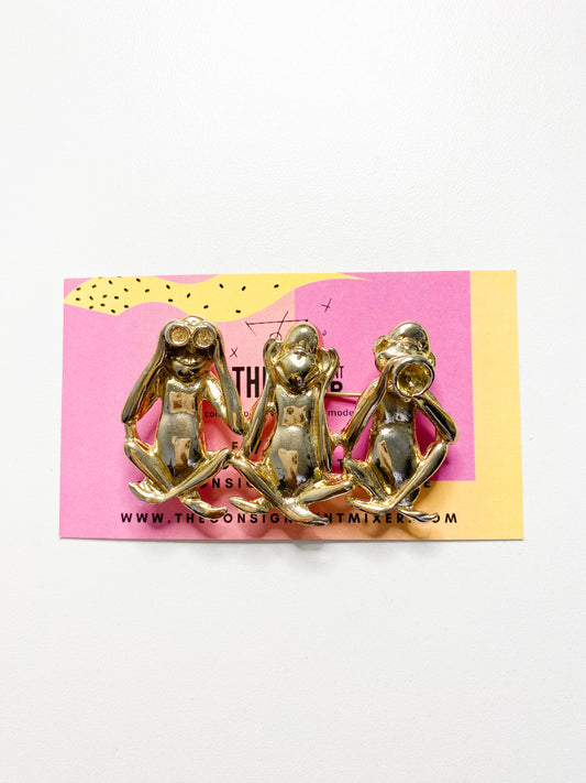 See Hear Speak Brooch